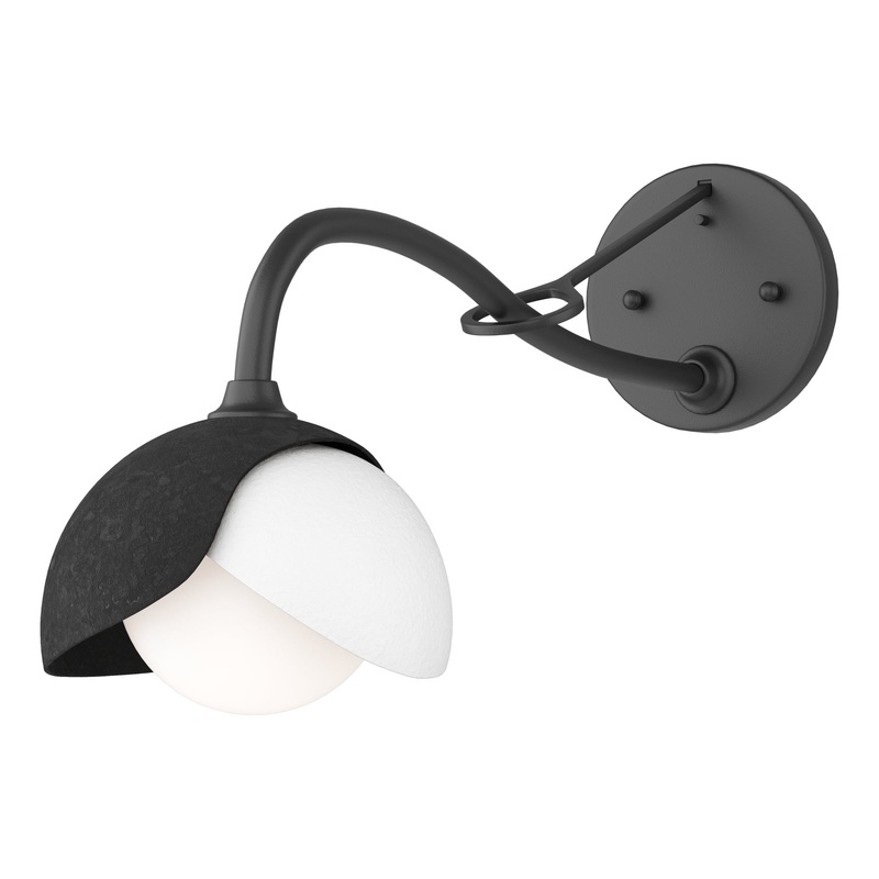 Brooklyn 1-Light Double Shade Long-Arm Sconce Black White