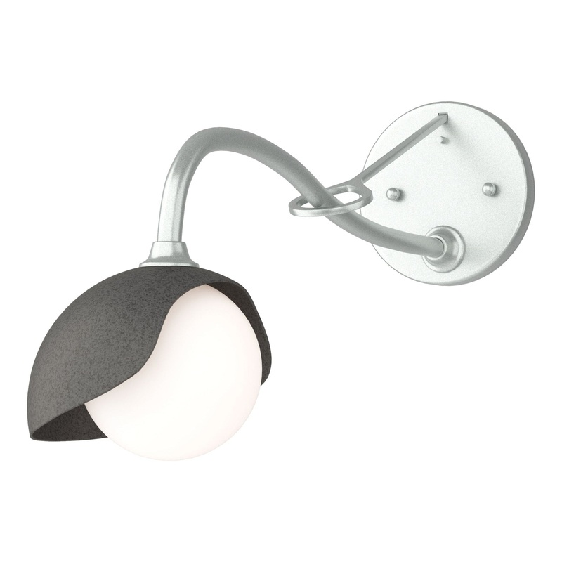 Brooklyn 1-Light Single Shade Long-Arm Sconce Vintage Platinum Natural Iron