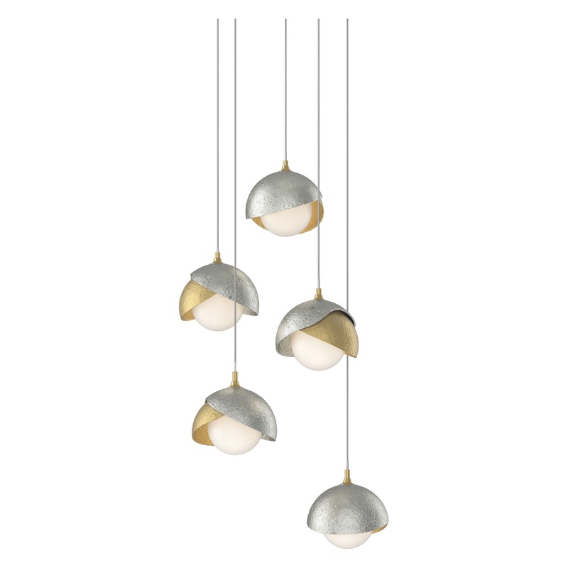 Brooklyn 5-Light Double Shade Pendant Modern Brass Sterling