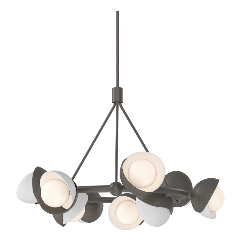 Brooklyn 9-Light Double Shade Ring Pendant Dark Smoke White