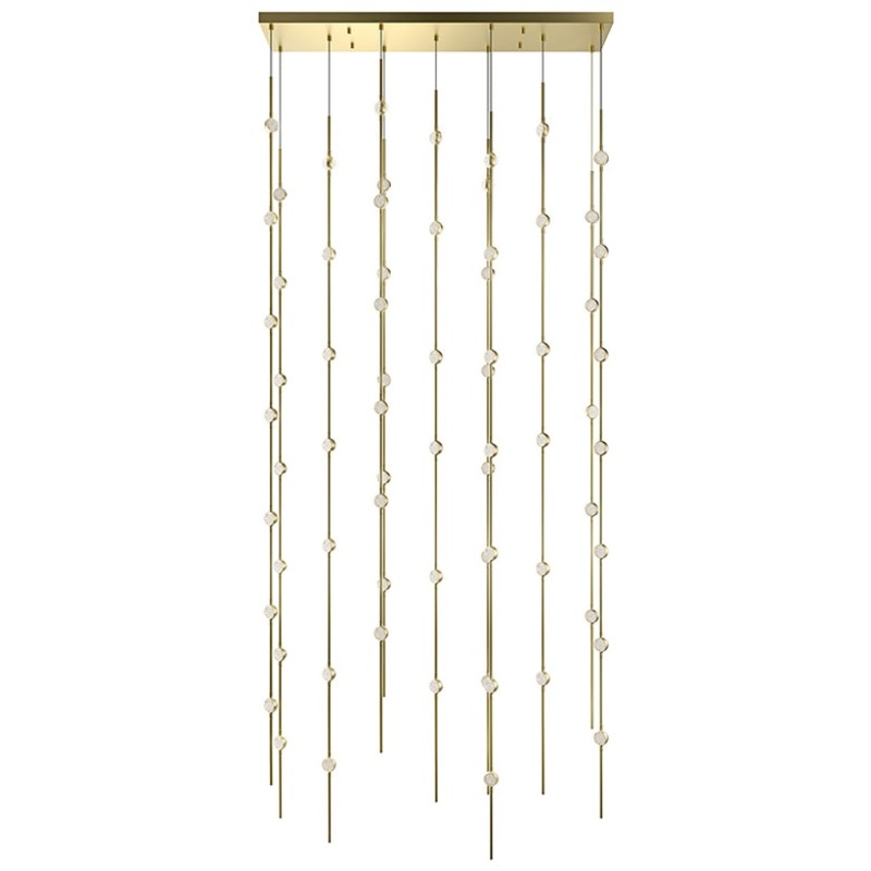 Constellation Andromeda 36″ Rectangle LED Pendant Satin Brass with Clear Faceted Acrylic 2700K 10′ Adjustable Cord