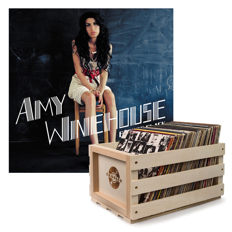 Crosley Record Storage Crate & Amy Winehouse Back To Black – Vinyl Album Bundle