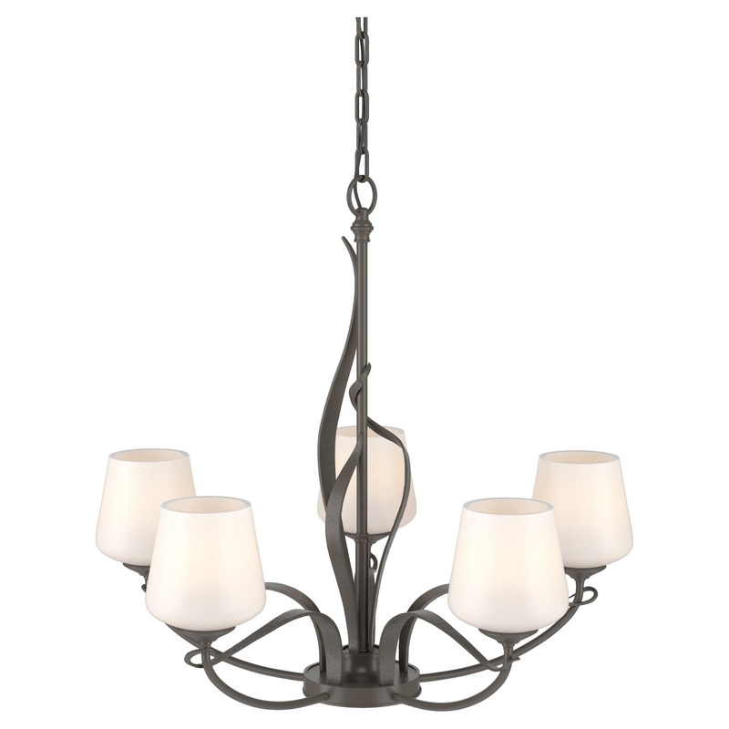Flora 5-Arm Chandelier Dark Smoke Opal Glass (GG)