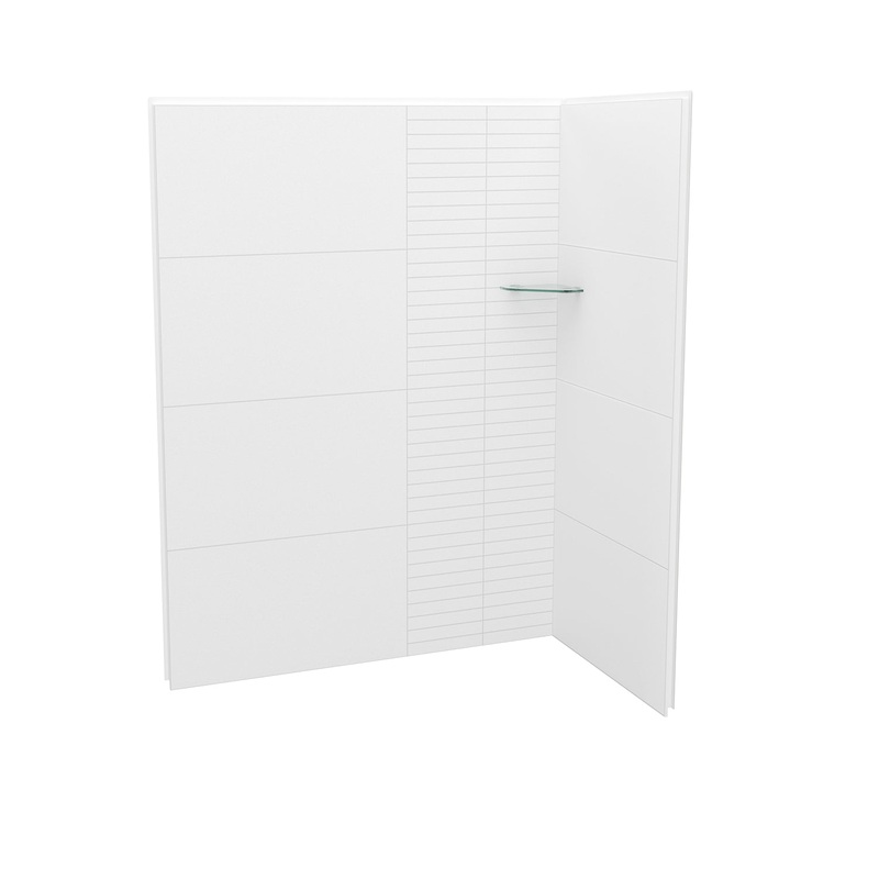 MAAX 107466-306-513 Utile 6036 Composite Direct-to-Stud Two-Piece Corner Shower Wall Kit in Erosion Bora White