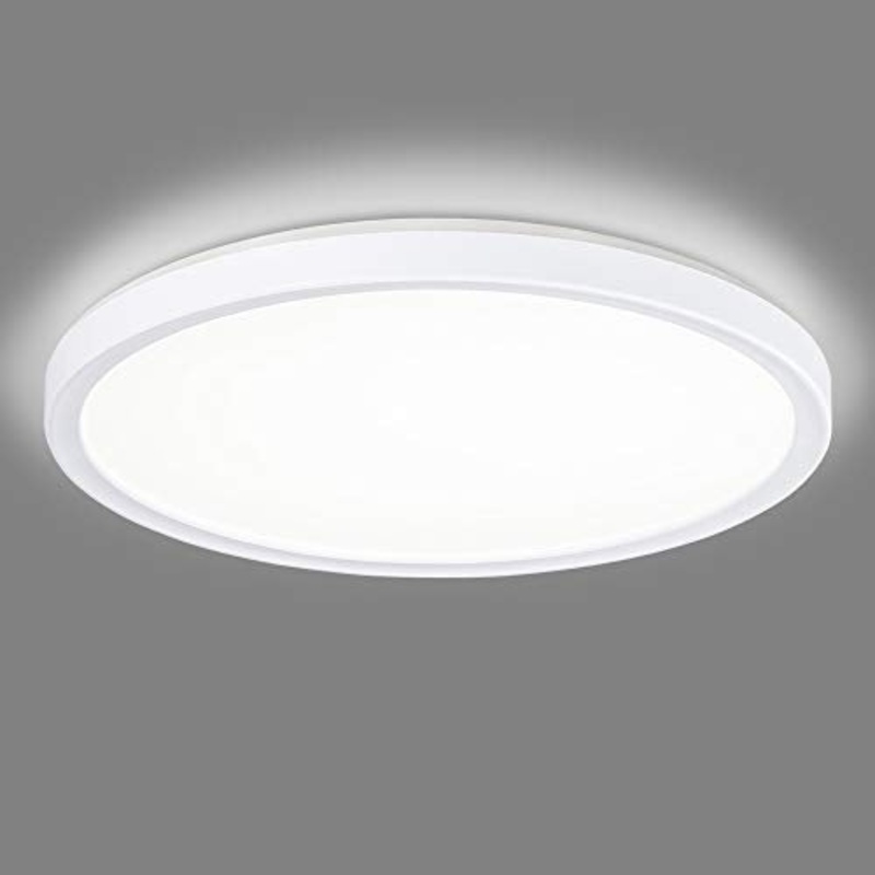 Navaris Plafoniera LED da Soffitto Rotonda – Lampadario Moderno Tondo  29,3cm – Retro-Illuminazione – Luce Dimmerabile Illuminazione – Bianco Neutro