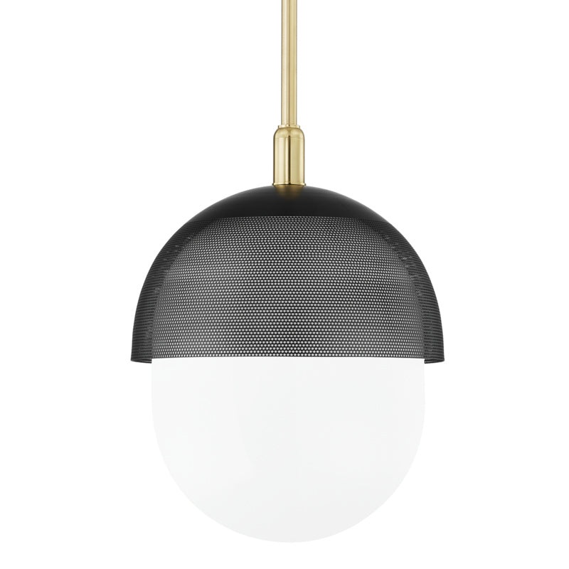 One Light Pendant from the Nyack Collection in Aged Brass/Black Finish by Hudson Valley