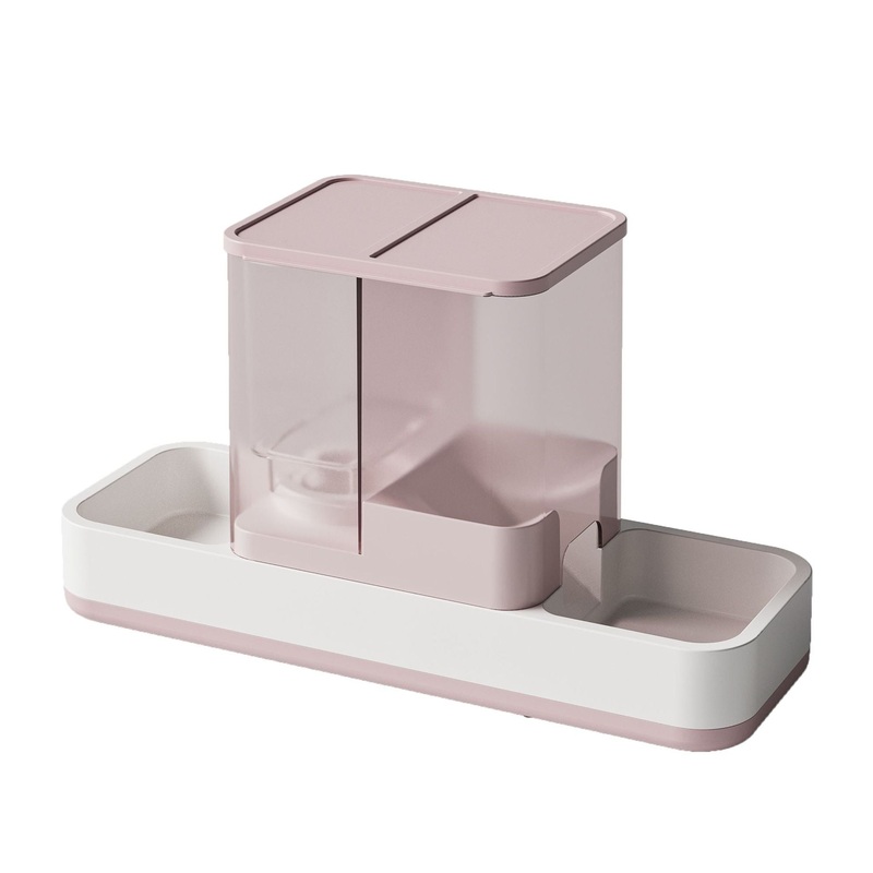 Pink 2-in-1 Automatic Pet Water and Food Dispenser – Gravity Feeder for Cats and Dogs