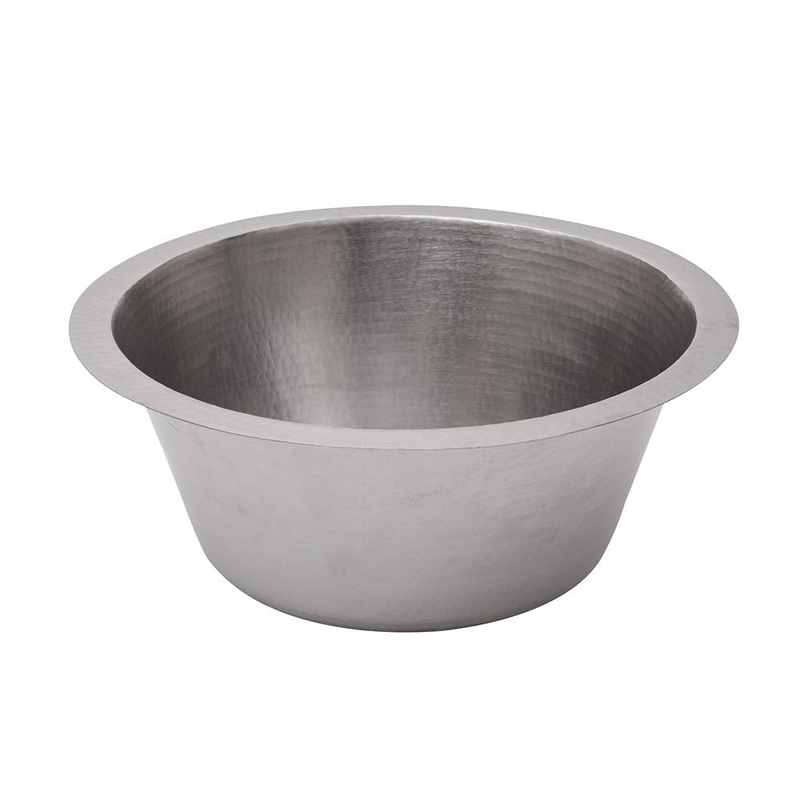 Premier Copper Products BR16EN3 16-Inch Round Hammered Copper Prep Sink in Nickel w/ 3.5-Inch Drain Size