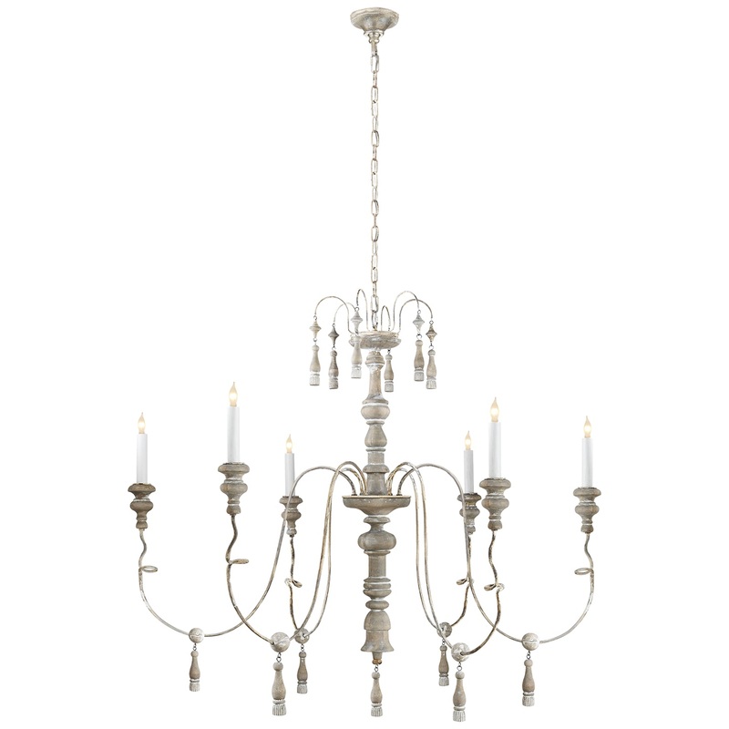 Six Light Chandelier from the Michele Collection in Belgian White Finish by Visual Comfort Signature
