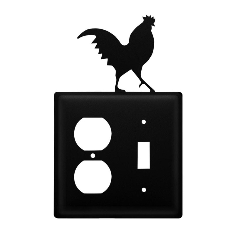 Village Wrought Iron EOS-1 Double Rooster Single Outlet and Switch Cover