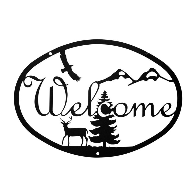 Village Wrought Iron WEL-188 Deer Welcome Sign Medium