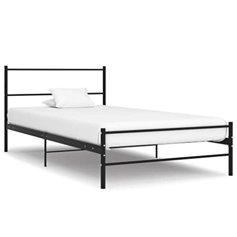 BIGTO – Struttura letto in metallo acciaio per camera da letto, 100 x 200 cm, colore: Nero