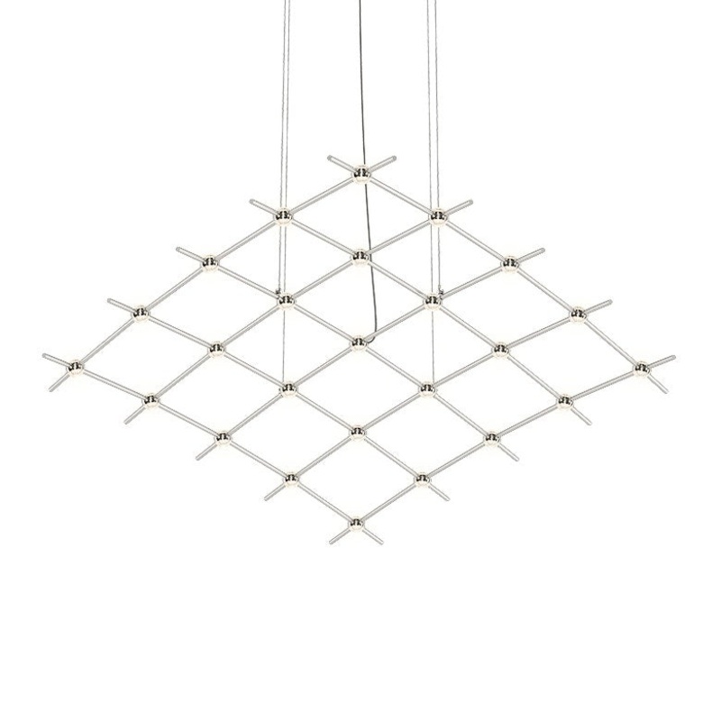 Constellation Aquarius Medius Satin Nickel with Clear Faceted Acrylic 2700K 10′ Adjustable Cord/Cable