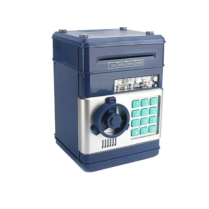 Dark Blue Children’s Mini Safe Piggy Bank with Fingerprint and Password Lock