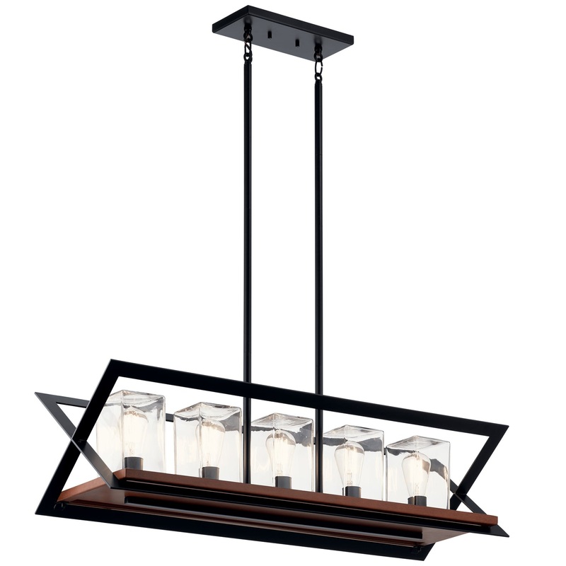 Five Light Linear Chandelier from the Morelle Collection in Black Finish by Kichler