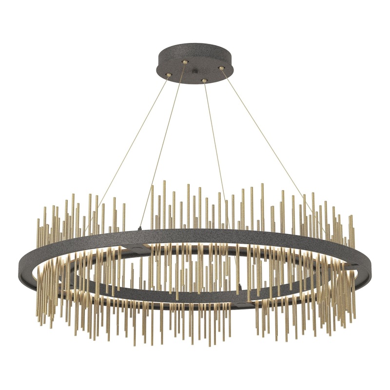 Gossamer Circular LED Pendant Natural Iron Modern Brass