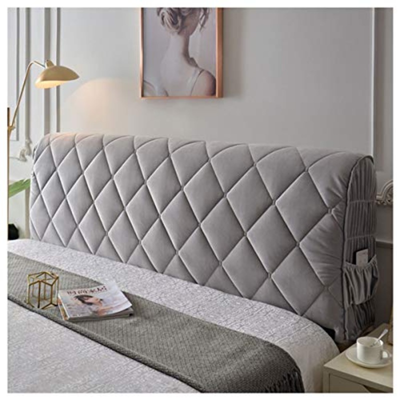 HDGZ Copri Testata Letto Elastico all-Inclusive Coperchio Testata Letto Elastica Lavabile Protezione Copertura per Letto Fodera Protezione (Color : Gray, Size : 1.8m)