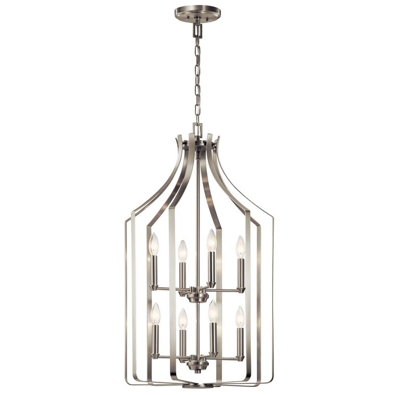 Kichler 42498NI Eight Light Foyer Chandelier, Brushed Nickel
