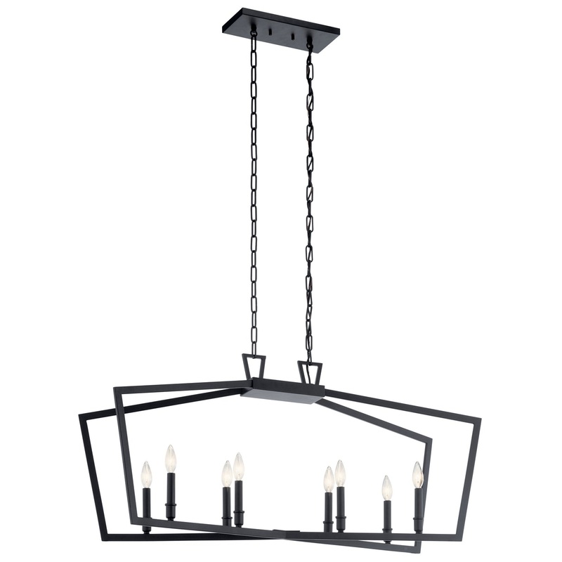Kichler 43494BK Eight Light Linear Chandelier, Black