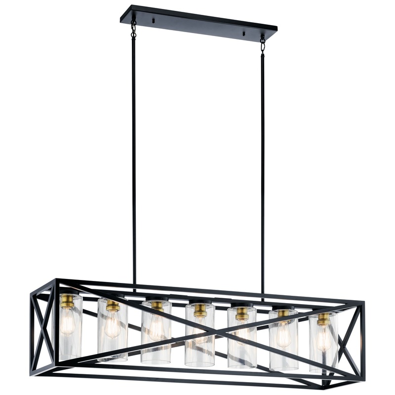 Kichler 44082BK Seven Light Linear Chandelier, Black