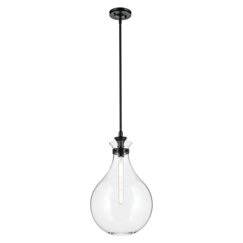 Laria 14″ 1-Light Pendant Black Clear Glass