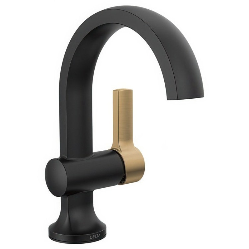 Lavatory Faucet Albion 2 to 6-1/16 Inch Spread 1 Lever ADA WaterSense Matte Black/Champagne Bronze 1.2 Gallons per Minute Deck Mount Pop-Up 1 Hole
