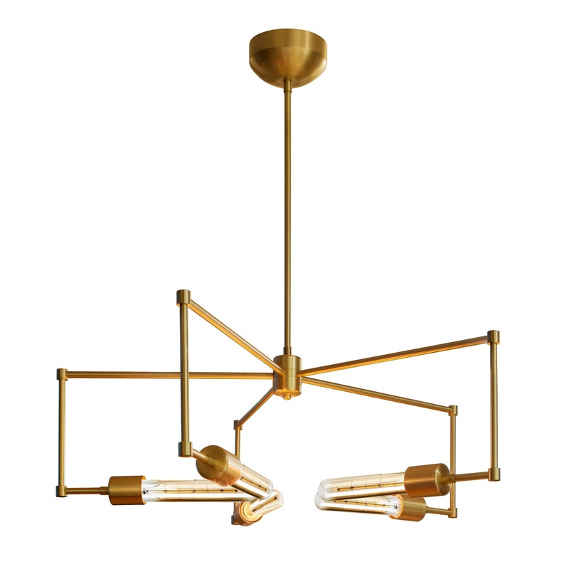 LED Chandelier from the Boomer Collection in Brushed Brass Finish by Stone Lighting