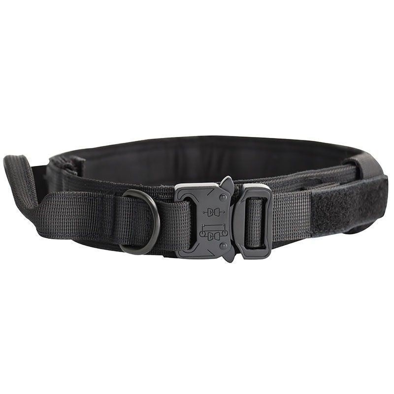 M Black Tactical Dog Collar – Heavy Duty Nylon Pet Collar for Medium & Large Dogs, Adjustable (3.8cm Width)