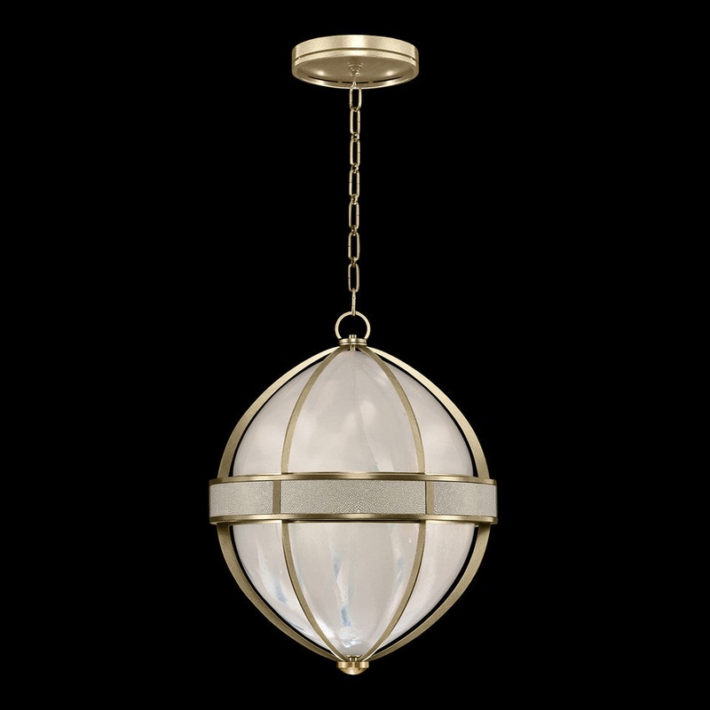 Mirage 18.75″W Round Pendant Soft Gold Leaf/Brass/Coco
