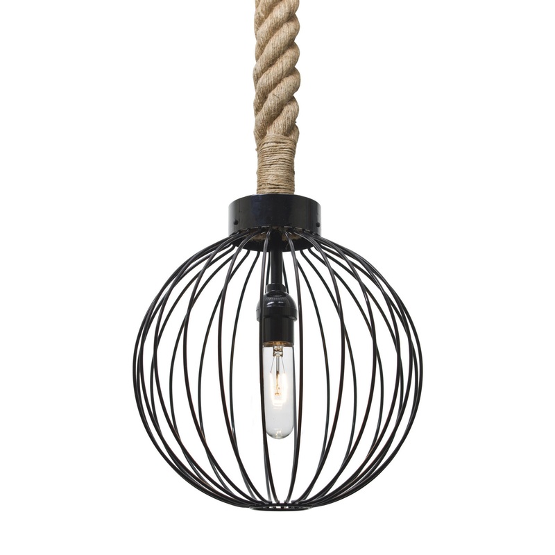 One Light Pendant from the Sultana Rope Collection in Black Finish by Besa