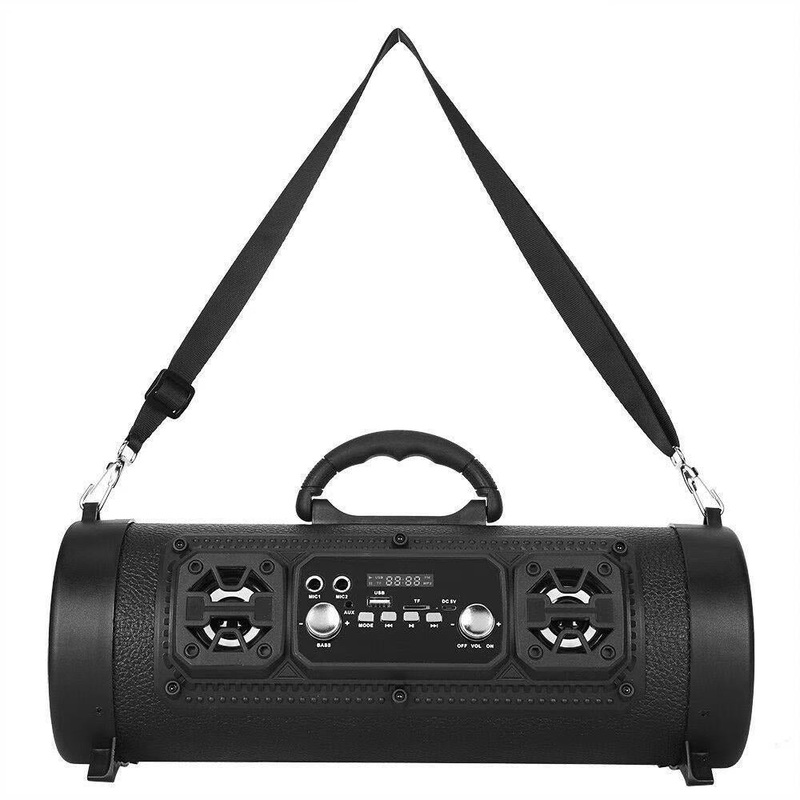 Portable Wireless Speaker – FM Radio, USB/TF Playback, AUX Input, Microphone Support & 2000mAh Battery(black)