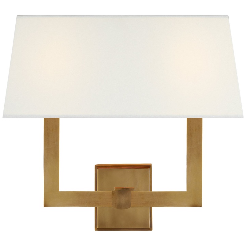 Two Light Wall Sconce from the Square Tube Collection in Hand-Rubbed Antique Brass Finish by Visual Comfort Signature