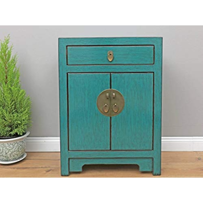 Yajutang credenza cassettiera cinese 1 cassetto 2 ante turchese