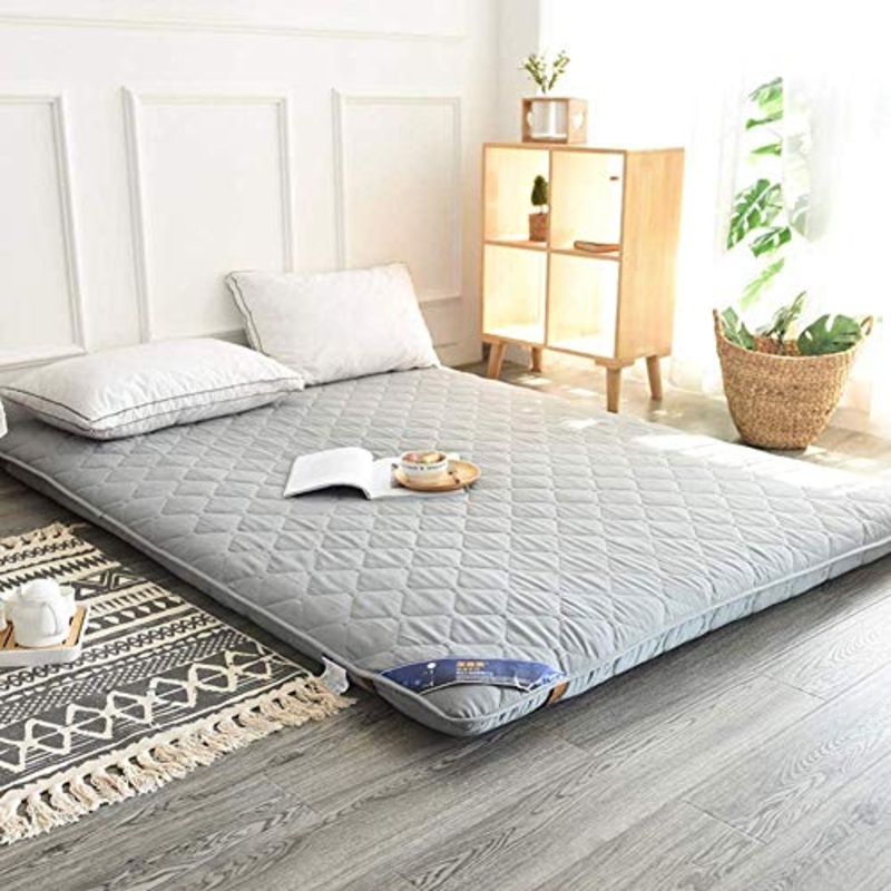 Z&HA Materasso Futon Caldo Spesso, Materasso Futon Memory Foam, Materasso Letto Pieghevole con Cuscino Antiscivolo,Grigio,90x200cm