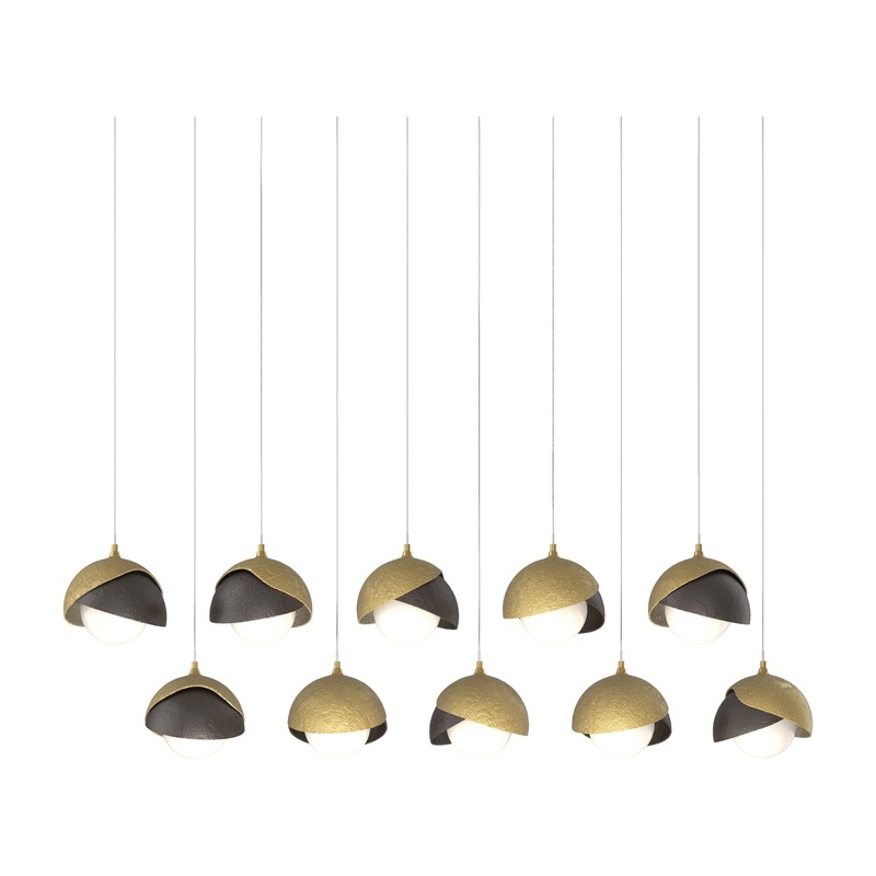Brooklyn 10-Light Double Shade Pendant Modern Brass Oil Rubbed Bronze
