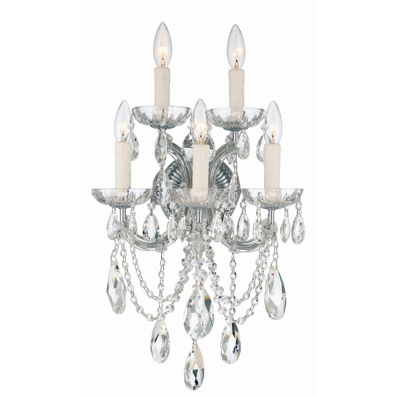 Crystorama 4425-CH-CL-S Maria Theresa Five Light Wall Sconce Polished Chrome