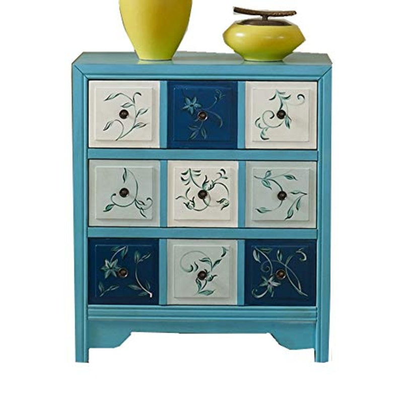 Heqianqian Cassettiera A Credenza Tre cassetti Dipinta antichi Dipinto a Mano Vecchi armadietti di Portico Gabinetto Governo di immagazzinaggio for Living Room Mobili per Camera da Letto
