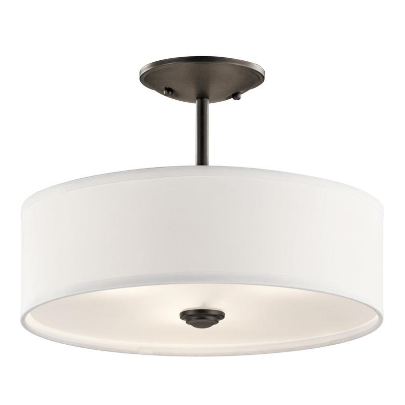 Kichler 43675OZ Three Light Semi Flush Mount, Olde Bronze