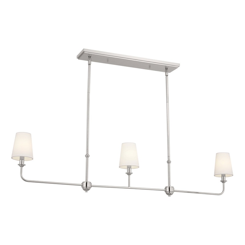 Kichler 52519PN Three Light Linear Chandelier, Polished Nickel