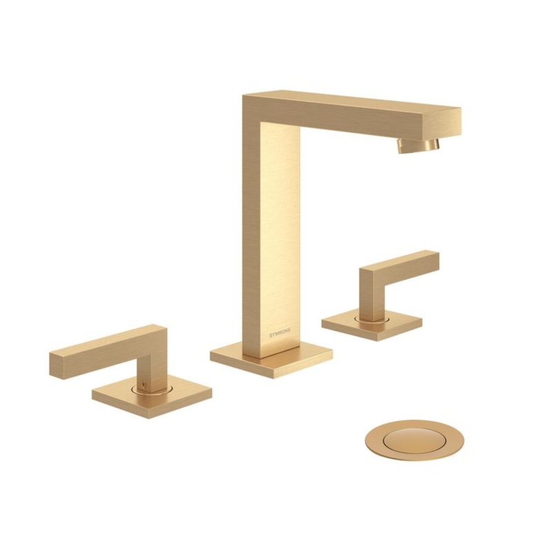 Lavatory Faucet Duro Widespread 8 to 16 Inch Spread 2 Lever ADA Brushed Bronze 0.5 Gallons per Minute Metal Push Pop 3 Hole