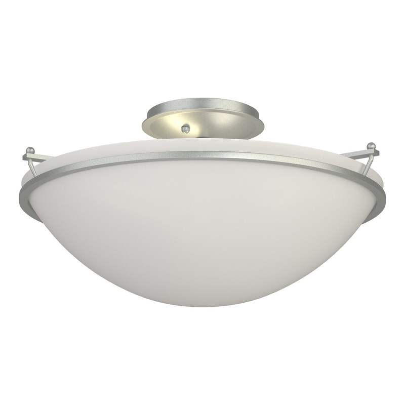 Plain Large Semi-Flush Vintage Platinum Opal Glass (GG)