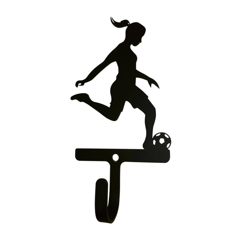 Village Wrought Iron WH-302-S Soccer Woman’s Girl Wall Hook Small