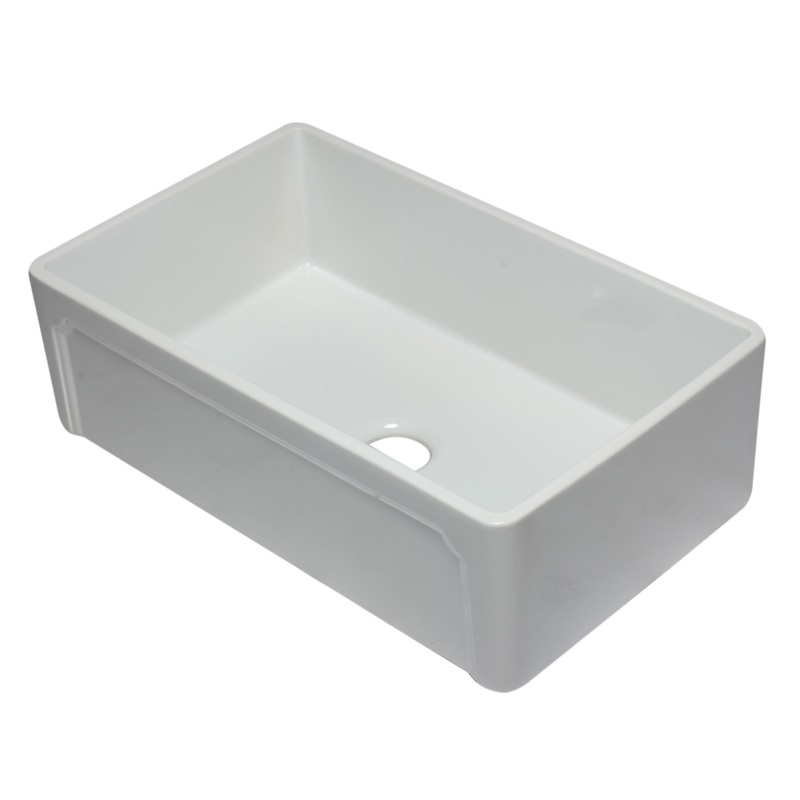 ALFI brand AB3320SB-W 33 inch White Reversible Single Fireclay Farmhouse Kitchen Sink