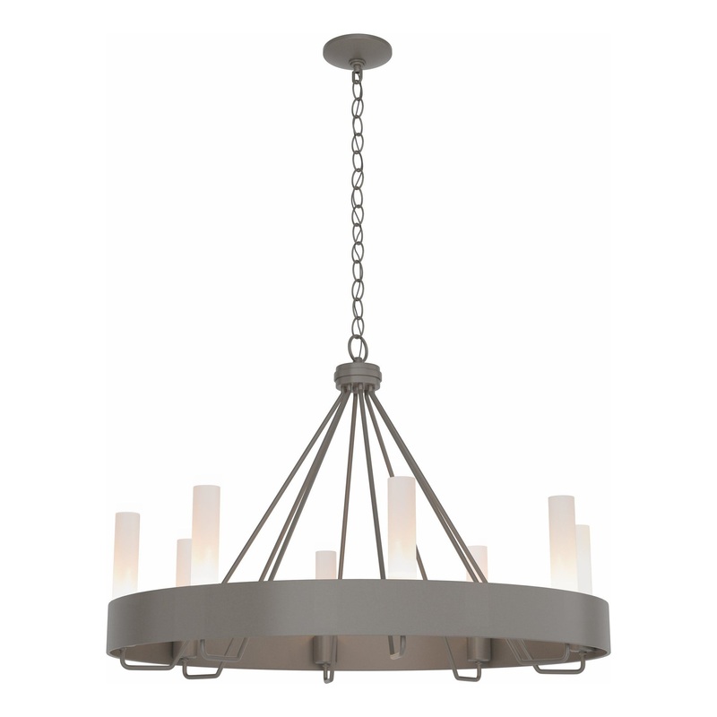 Banded Ring Chandelier Dark Smoke Frosted Glass