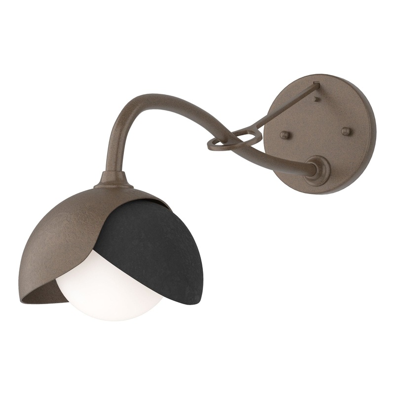 Brooklyn 1-Light Double Shade Long-Arm Sconce Bronze Black