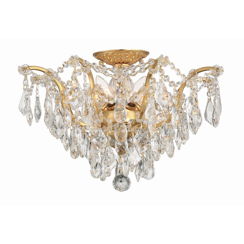 Crystorama 4457-GA-CL-MWP Filmore Five Light Flush Mount Antique Gold