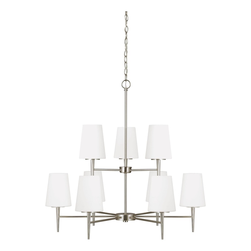 Driscoll Nine Light Chandelier Brushed Nickel