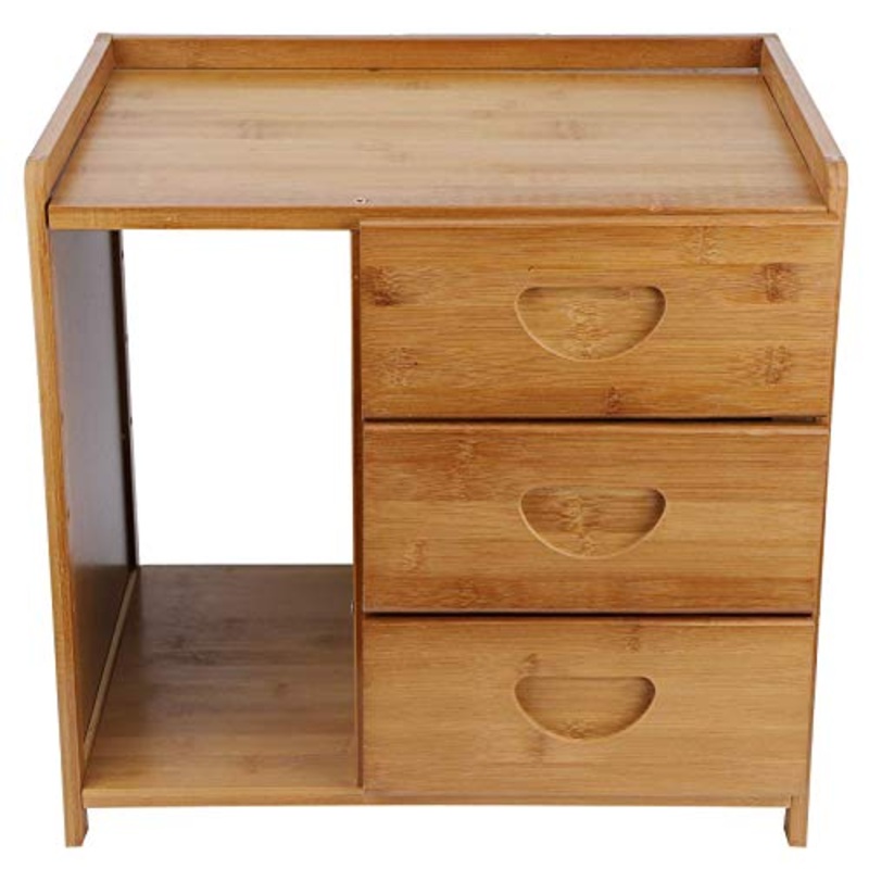 FGDSA Comodino Comodino in Legno Comodino Moderno Mini Comodino in bamb Tavolini con 3 Cassetti Accessorio per Camera da Letto