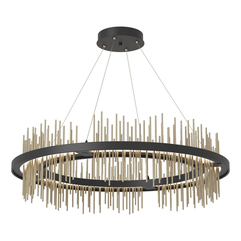 Gossamer Circular LED Pendant Black Soft Gold