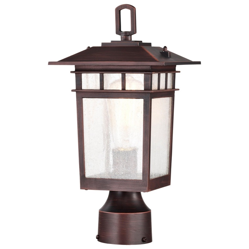 One Light Outdoor Post Lantern from the Cove Neck Collection in Rustic Bronze Finish by Nuvo Lighting